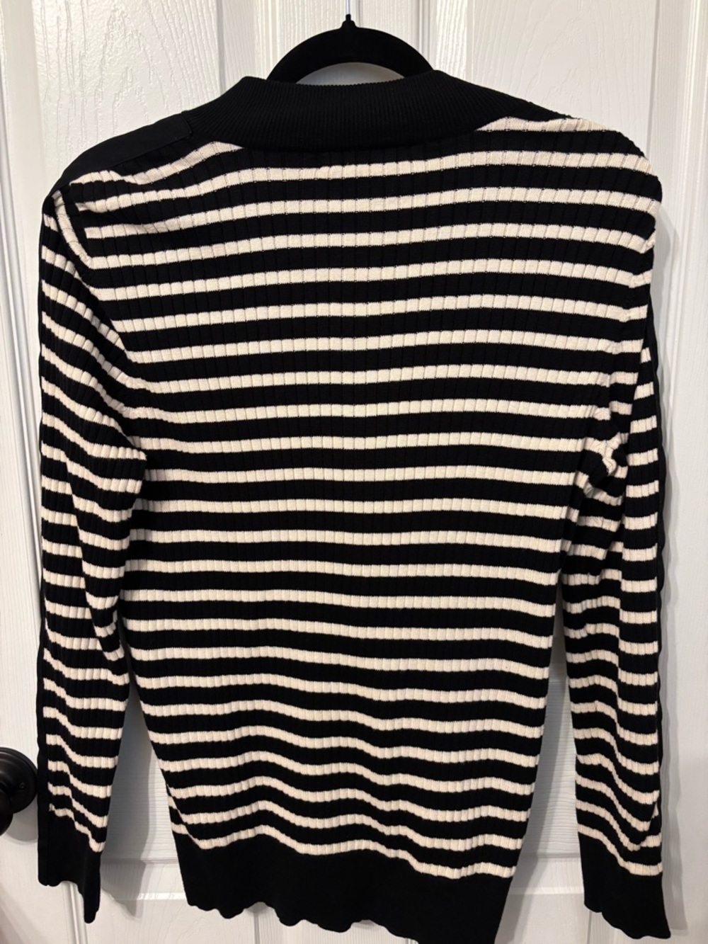 Lauren Ralph Lauren Black & White Striped Henley Sweater 100% cotton - Picture 7 of 9